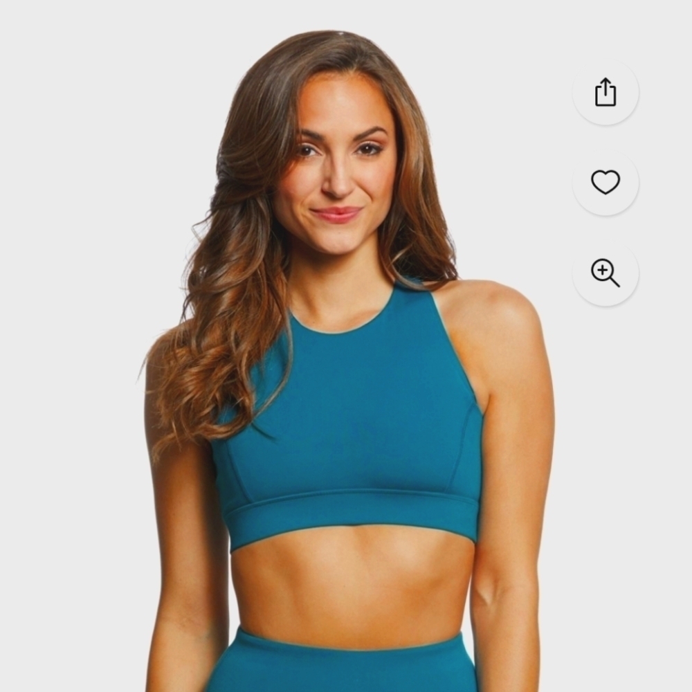 EVERYDAY YOGA Warrior X High Neck Sports Bra - Medium in Teal